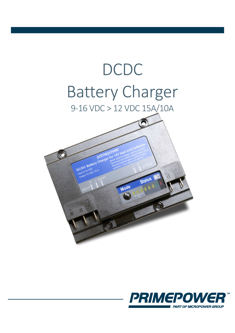 DC/DC CHARGER ISOLATED - User manual - Micropower Support Center